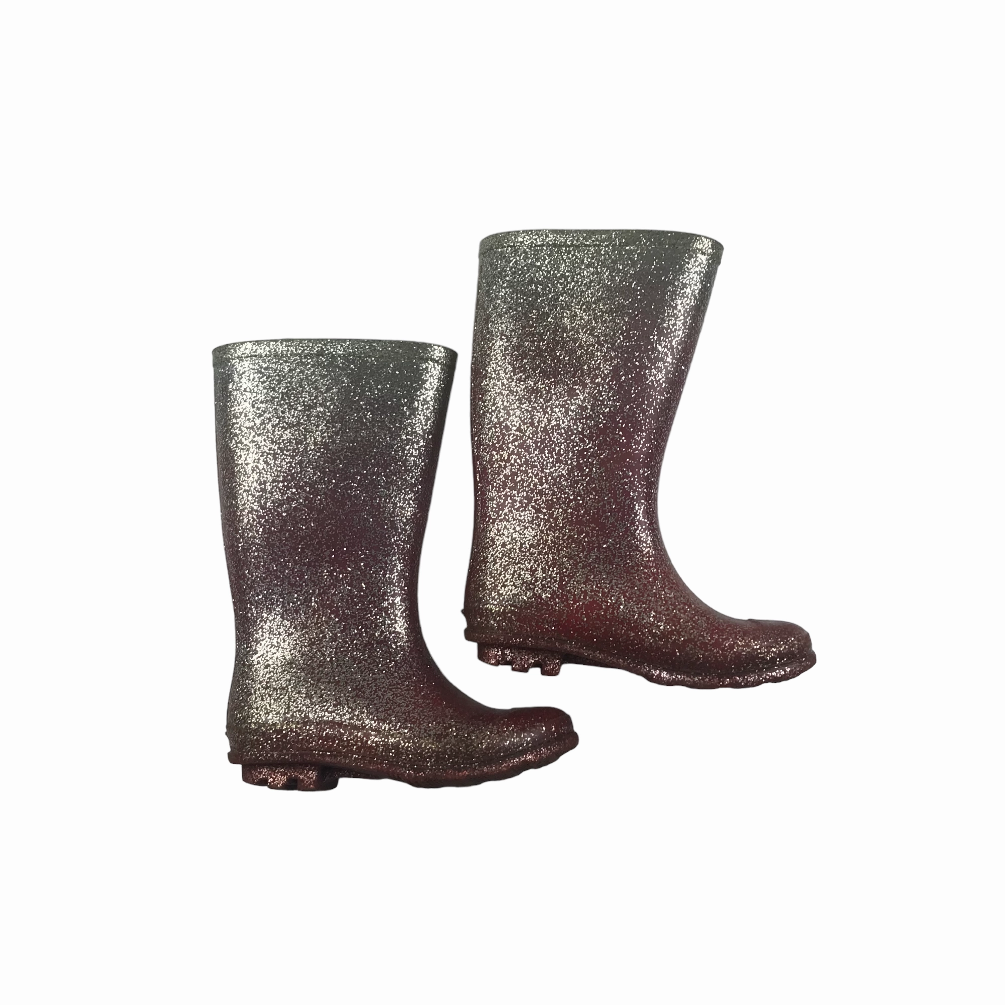 Folded Over Knee High Boots Sparkly Pink Wellies Shoe Size 10 junior