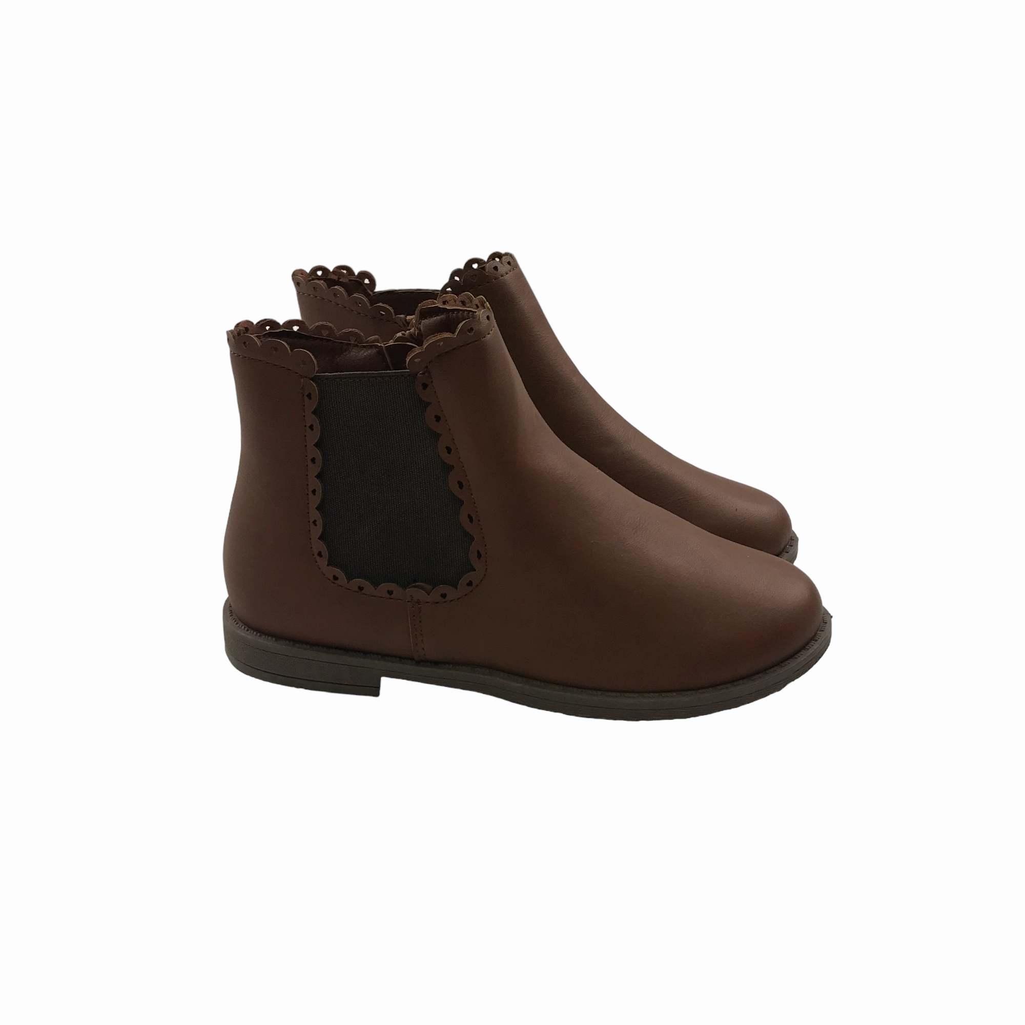 E-Vie Angel Boots Shoe Size 11 Junior Brown Leather Style Boots With Round Toe