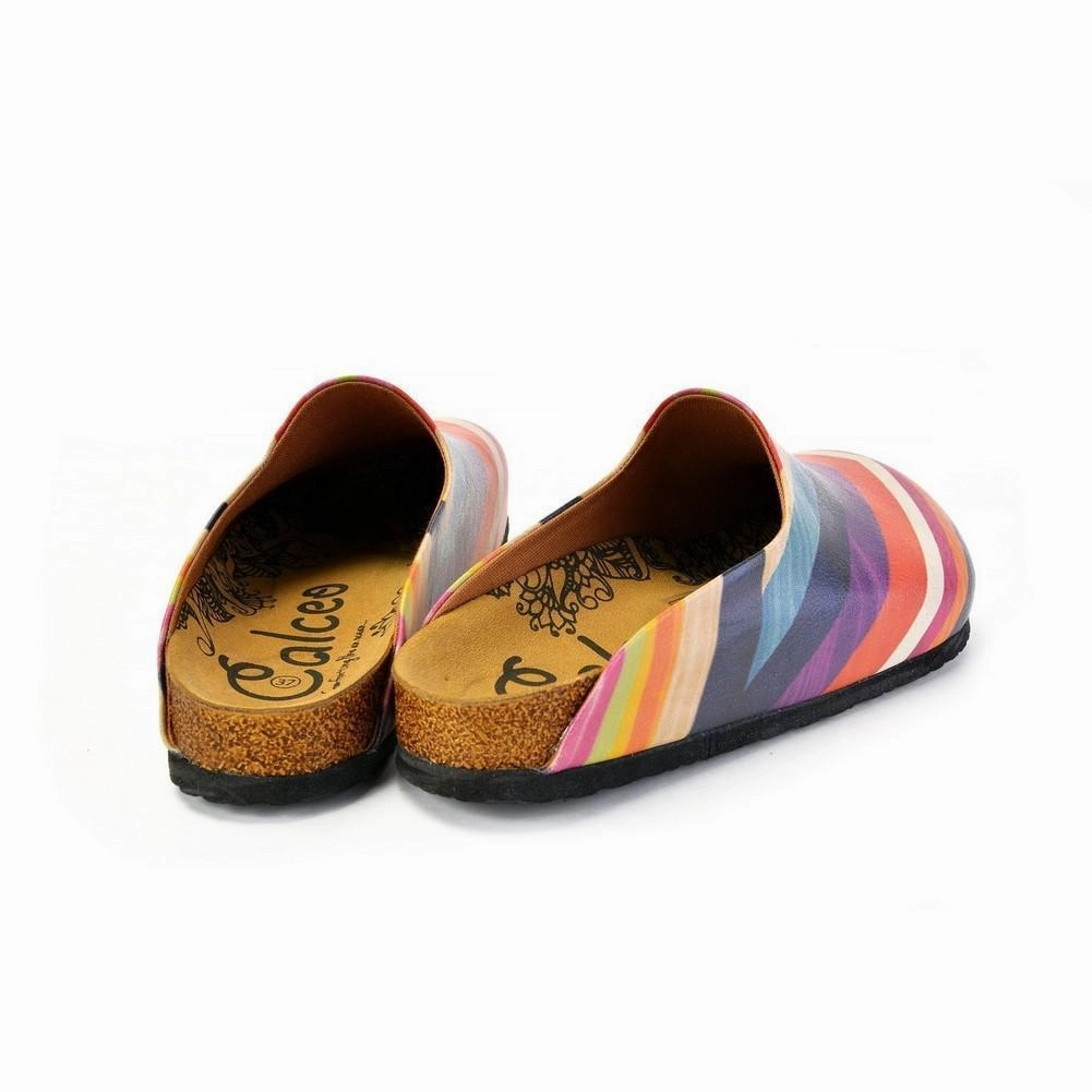 Orange, Pink and Chevron, Colored Patterned Clogs - CAL1401 Comfortable High Heels For Walking