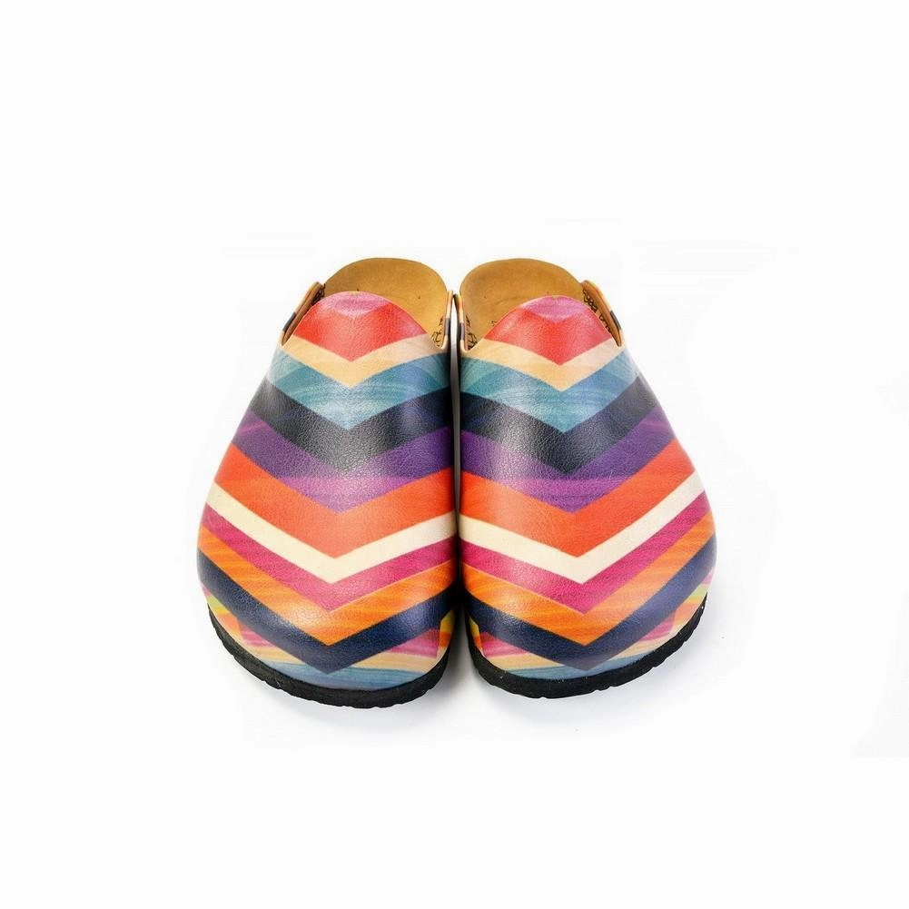 Orange, Pink and Chevron, Colored Patterned Clogs - CAL1401 Heel Pumps