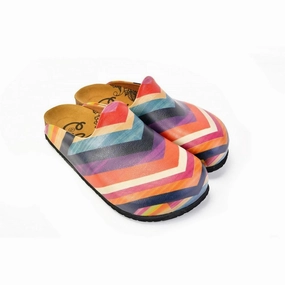 Orange, Pink and Chevron, Colored Patterned Clogs - CAL1401 Sneakers With High Heel