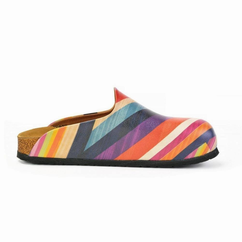 High Arches In Heels Orange, Pink and Chevron, Colored Patterned Clogs - CAL1401