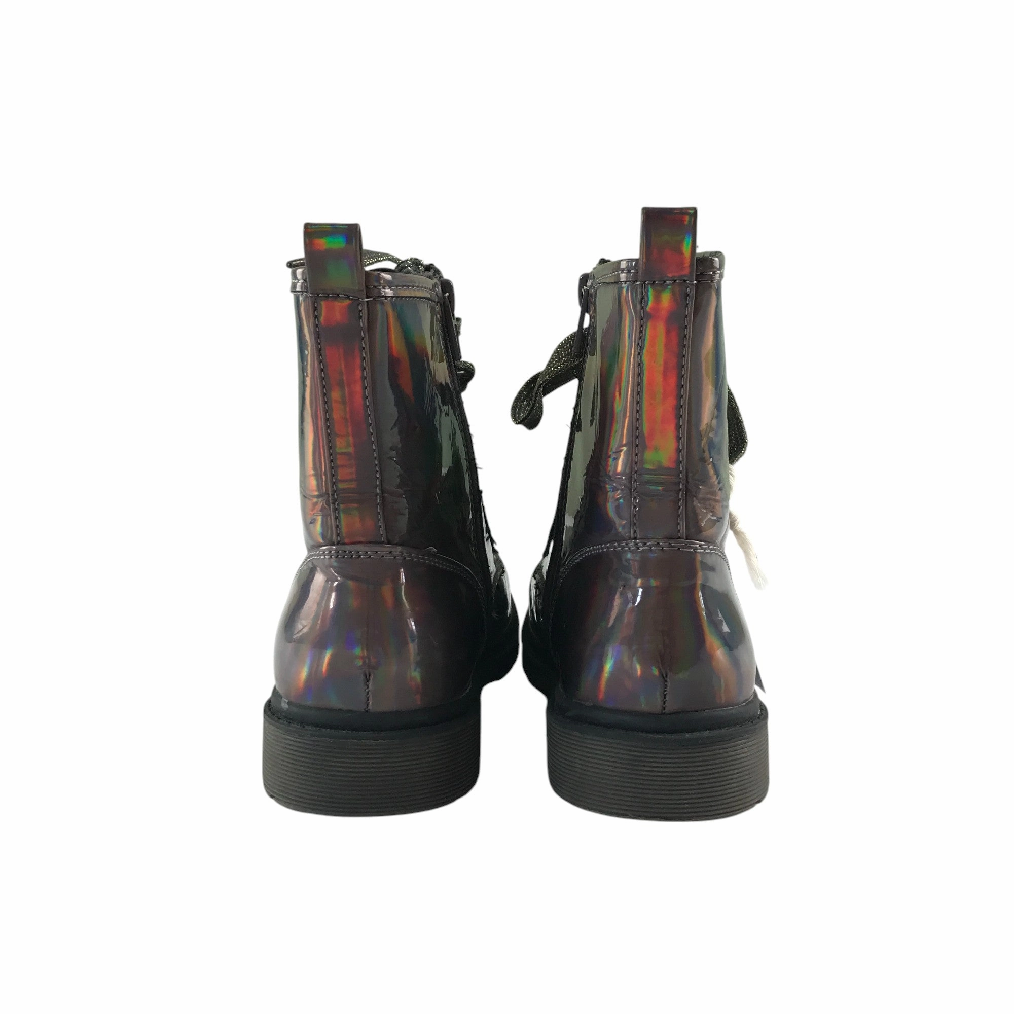 Original Marines combat boots shoe size 3.5 silver metallic shine reflective glittery laces Paint Boots