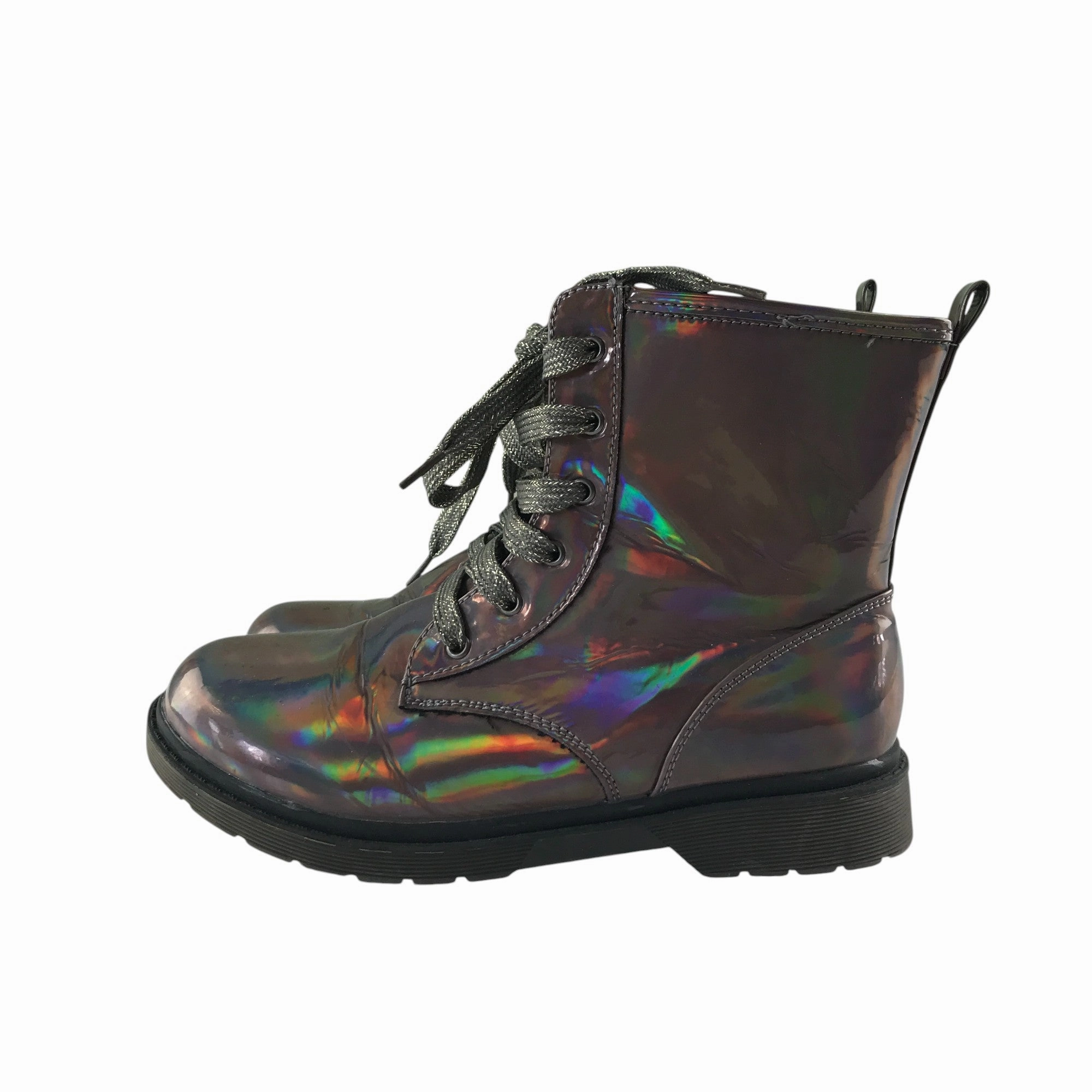 Original Marines combat boots shoe size 3.5 silver metallic shine reflective glittery laces Newrock Boots