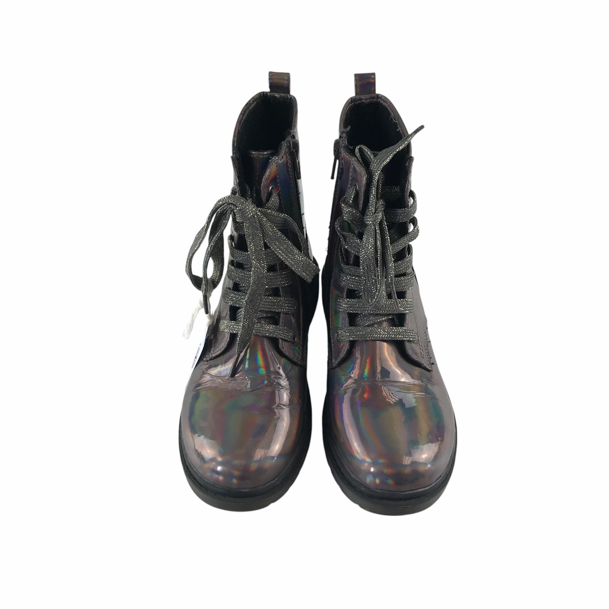 Vegetarian Boots Original Marines combat boots shoe size 3.5 silver metallic shine reflective glittery laces