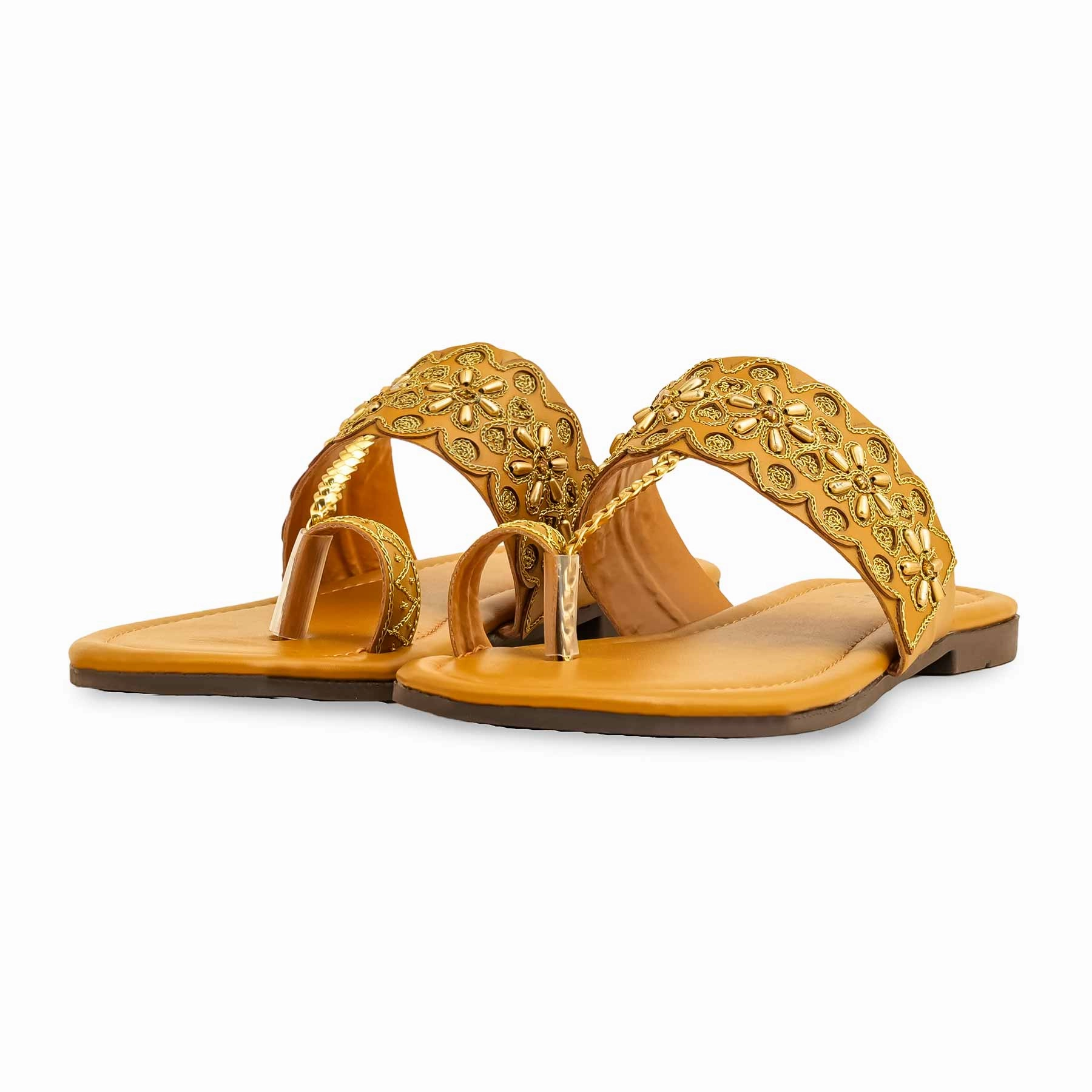 Mustard Formal Women Chappal EC0231 Dollhouse Shoes Flats
