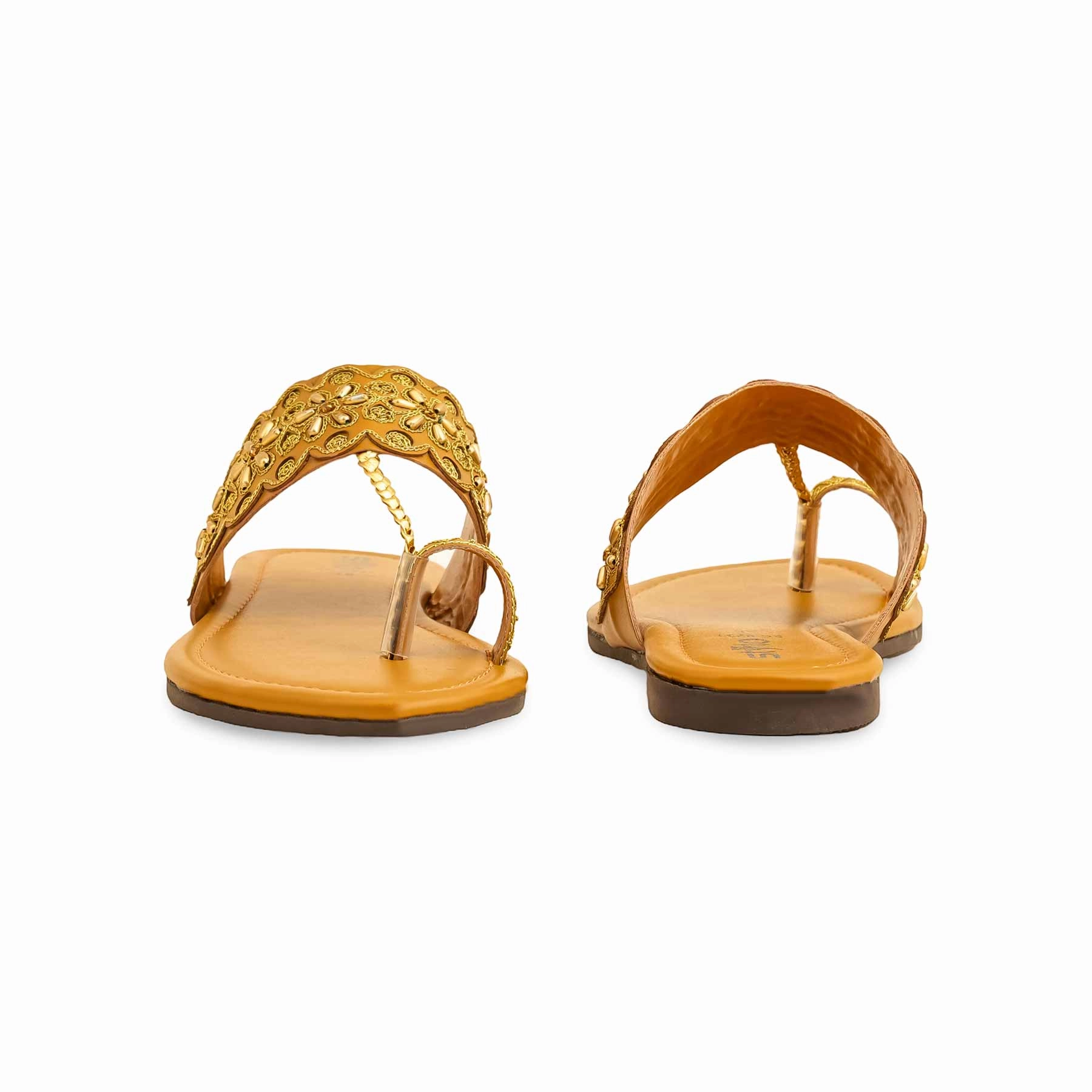 Mustard Formal Women Chappal EC0231 Peep Toe Flat Shoes