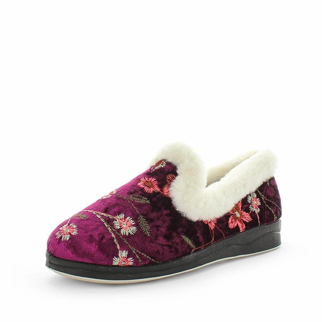Sequin Slippers Panda Emille Women's Slippers - Burgundy Embroidery
