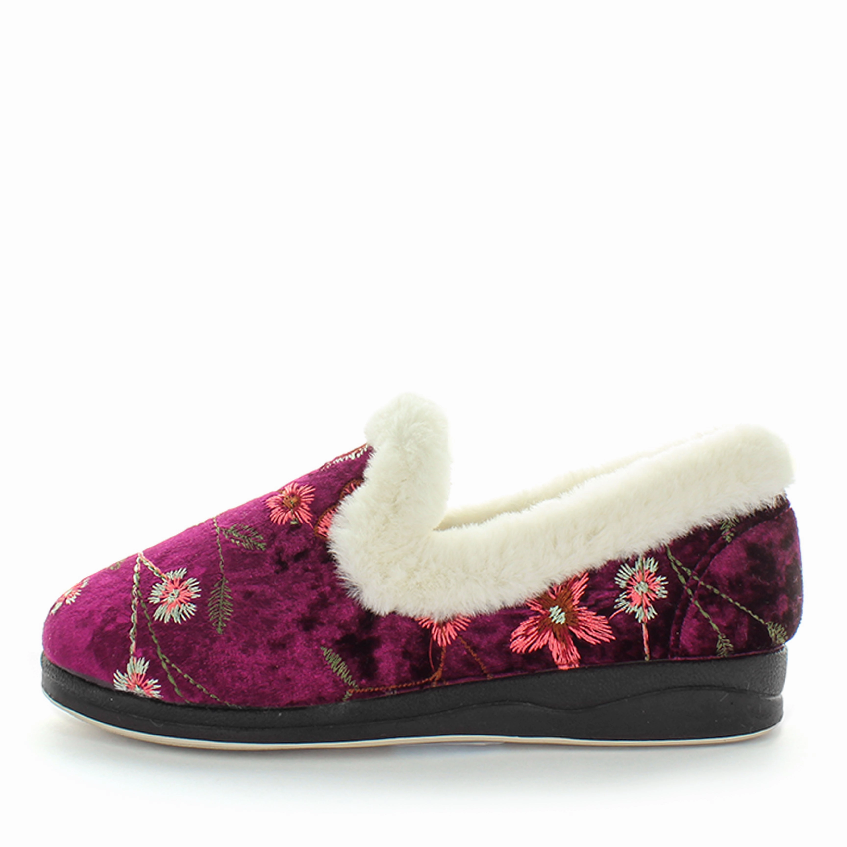 Gold Toe Slippers Panda Emille Women's Slippers - Burgundy Embroidery