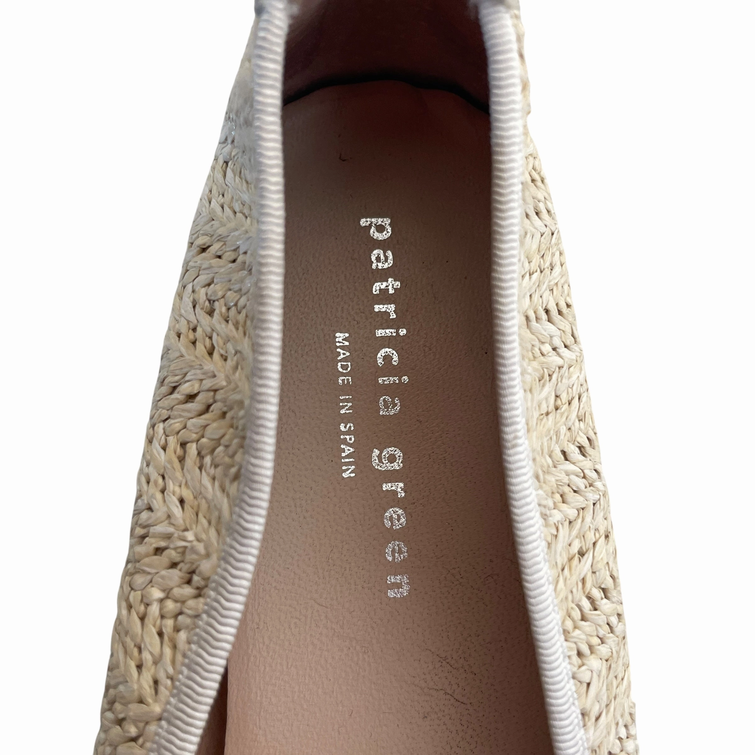 Patricia Green/Flat Shoes/US 9/WHT/ST.Tropez Raffia Ballet Flat Slingback Shoes Flat