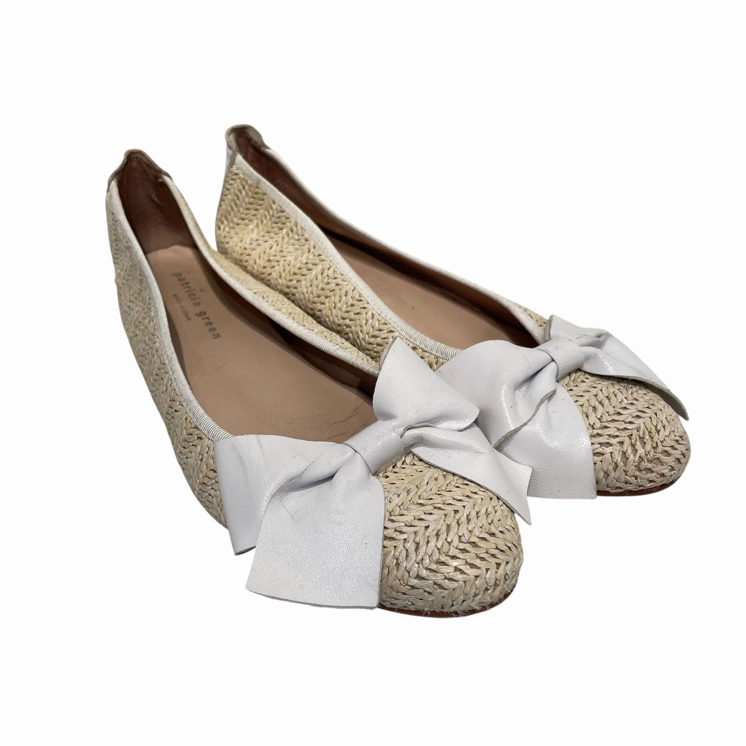 Flat Shoes With Holes Patricia Green/Flat Shoes/US 9/WHT/ST.Tropez Raffia Ballet Flat
