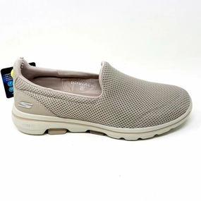 Race Walking Shoes Skechers Go Walk 5 Taupe Womens Lightweight Casual Slip On Shoes