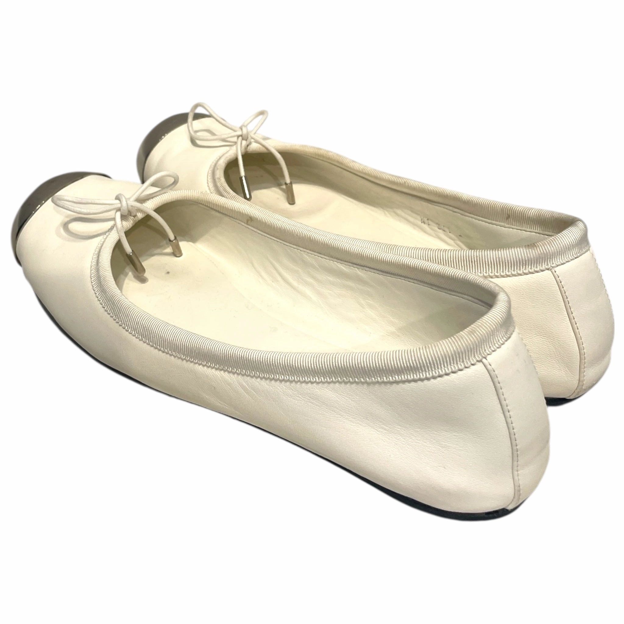 Tieks Flat Shoes Alexander McQueen/Flat Shoes/EU 39.5/Leather/WHT/Square-Toe/Ballerina Flat Cap-Toe Shoes