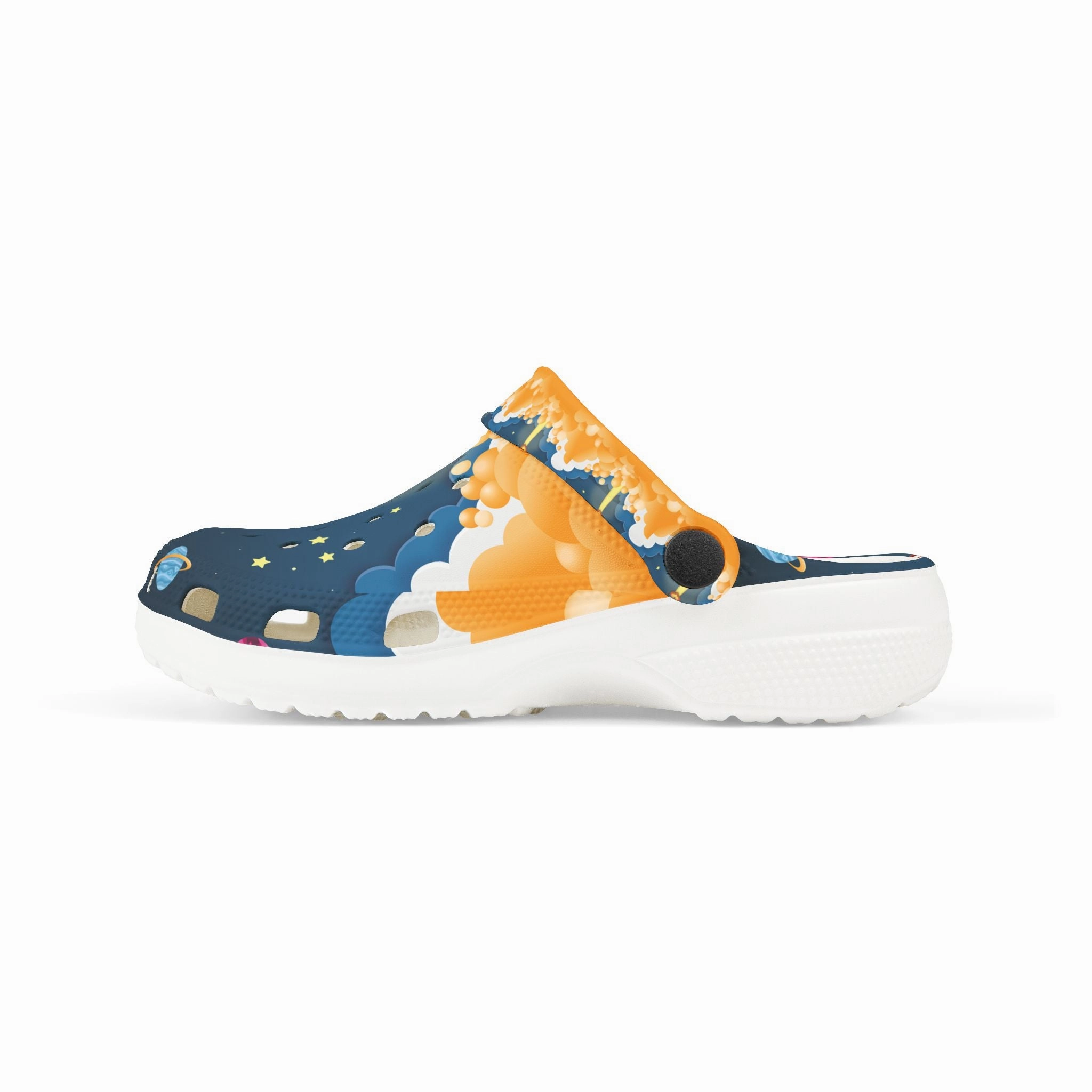 2 In 1 Skate Rocket Adventure Kid's EVA Foam Clogs, Fun Kids Slip-On Shoes, Colorful Summer Footwear, Space-Themed Clogs for Playtime