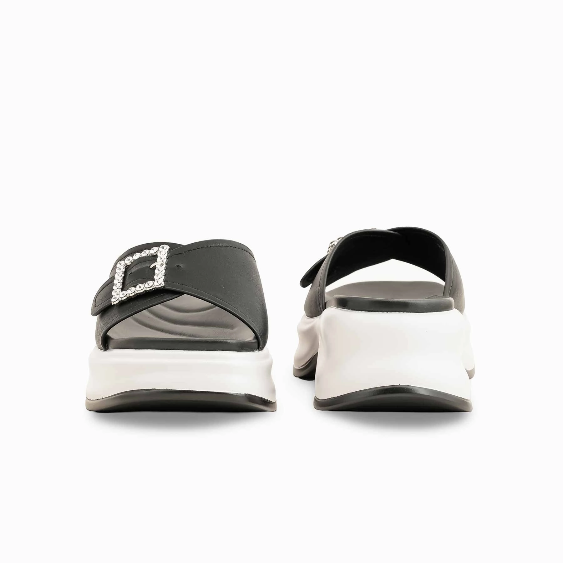 Black Formal Women Slipper PU0377 Slippers That Massage Feet