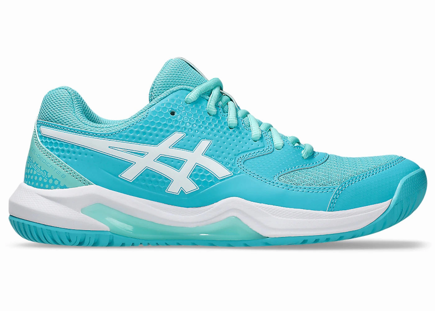 Asics Hyper Speed Running Shoes ASICS Gel-Dedicate 8 Pickleball Energy Aqua White (Women's)