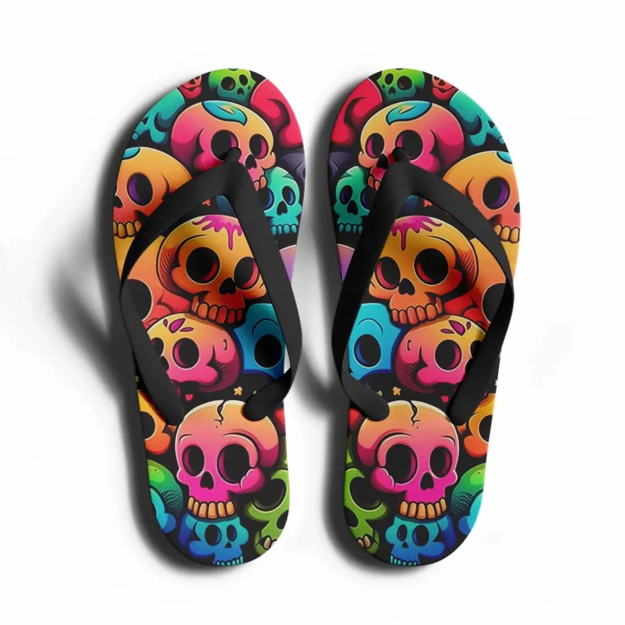 Proper Fitting Flip Flops Personalized Gothic Flip Flop, Custom Skull Fashion Slipper, Stylish and comfortable Slippers