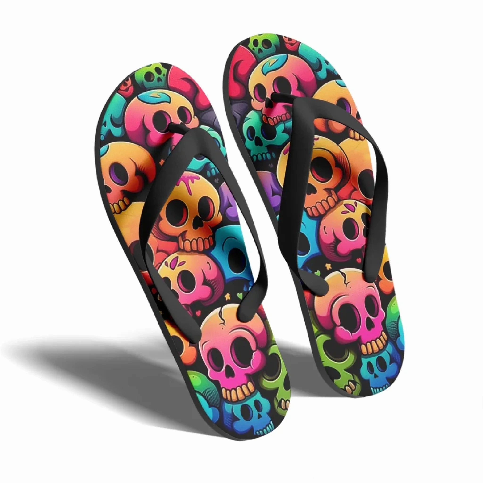 Boot Flip Flops Personalized Gothic Flip Flop, Custom Skull Fashion Slipper, Stylish and comfortable Slippers