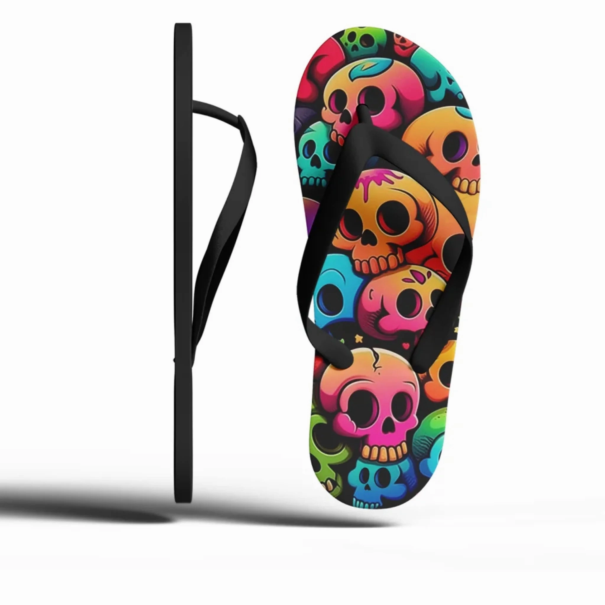 Platform Flip Flop Sandals Personalized Gothic Flip Flop, Custom Skull Fashion Slipper, Stylish and comfortable Slippers