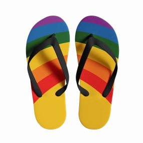 Personalized Pride Moon Flip Flop, Custom LGBTQ  Rainbow Moon Slippers, Stylish Unisex Flip Flop Clear Wedge Flip Flops