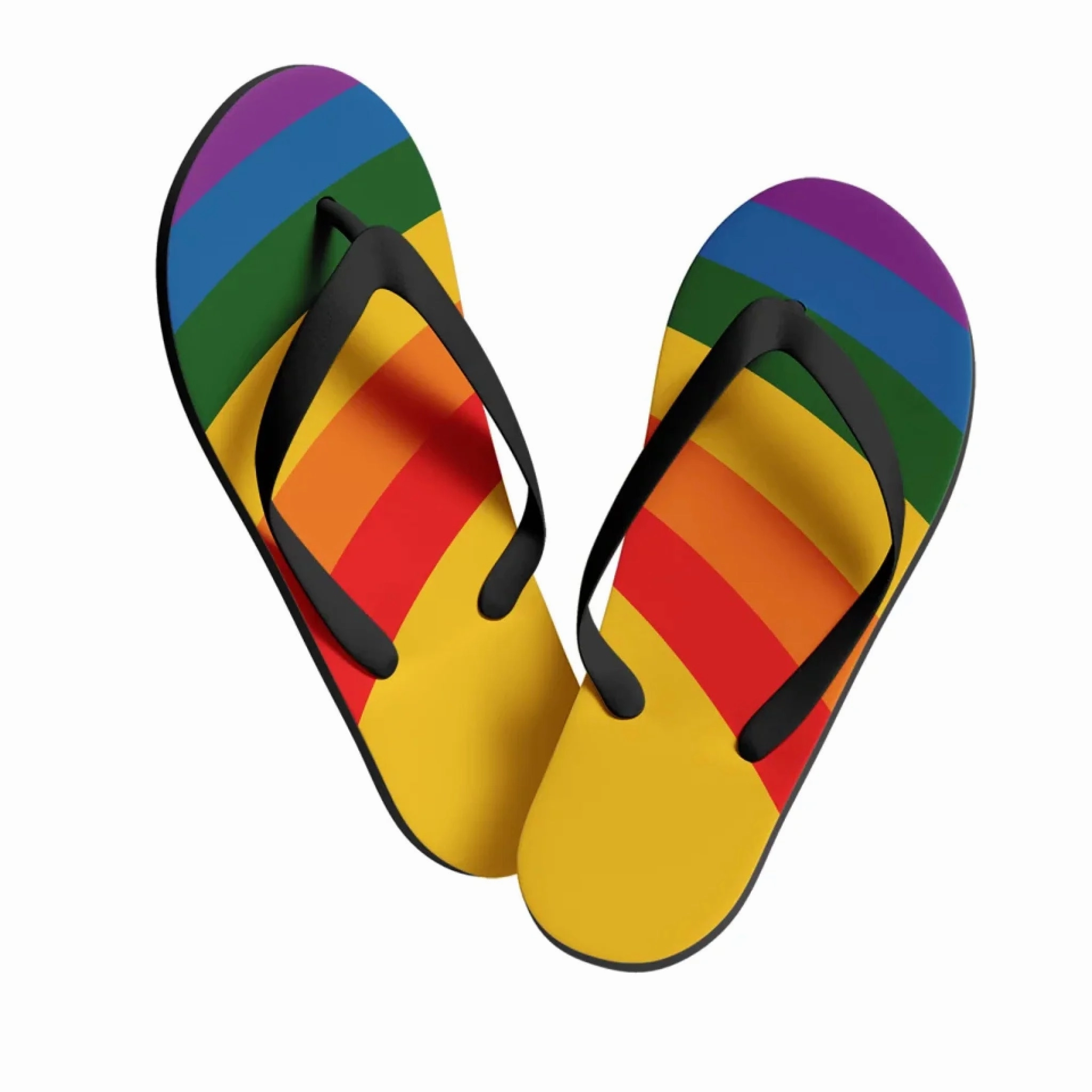 Wearing Flip F Personalized Pride Moon Flip Flop, Custom LGBTQ  Rainbow Moon Slippers, Stylish Unisex Flip Flop