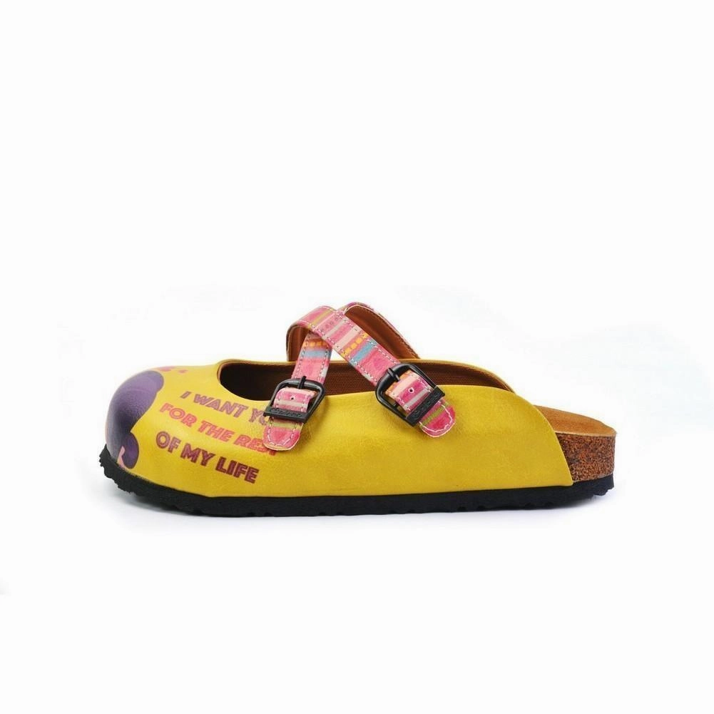 High Heels Feet Pink, Green Striped, Yellow Pattern Kiss Child Patterned Clogs - WCAL170