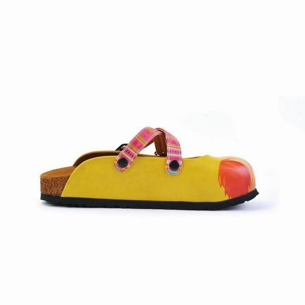 High Heel Shoe Licking Pink, Green Striped, Yellow Pattern Kiss Child Patterned Clogs - WCAL170