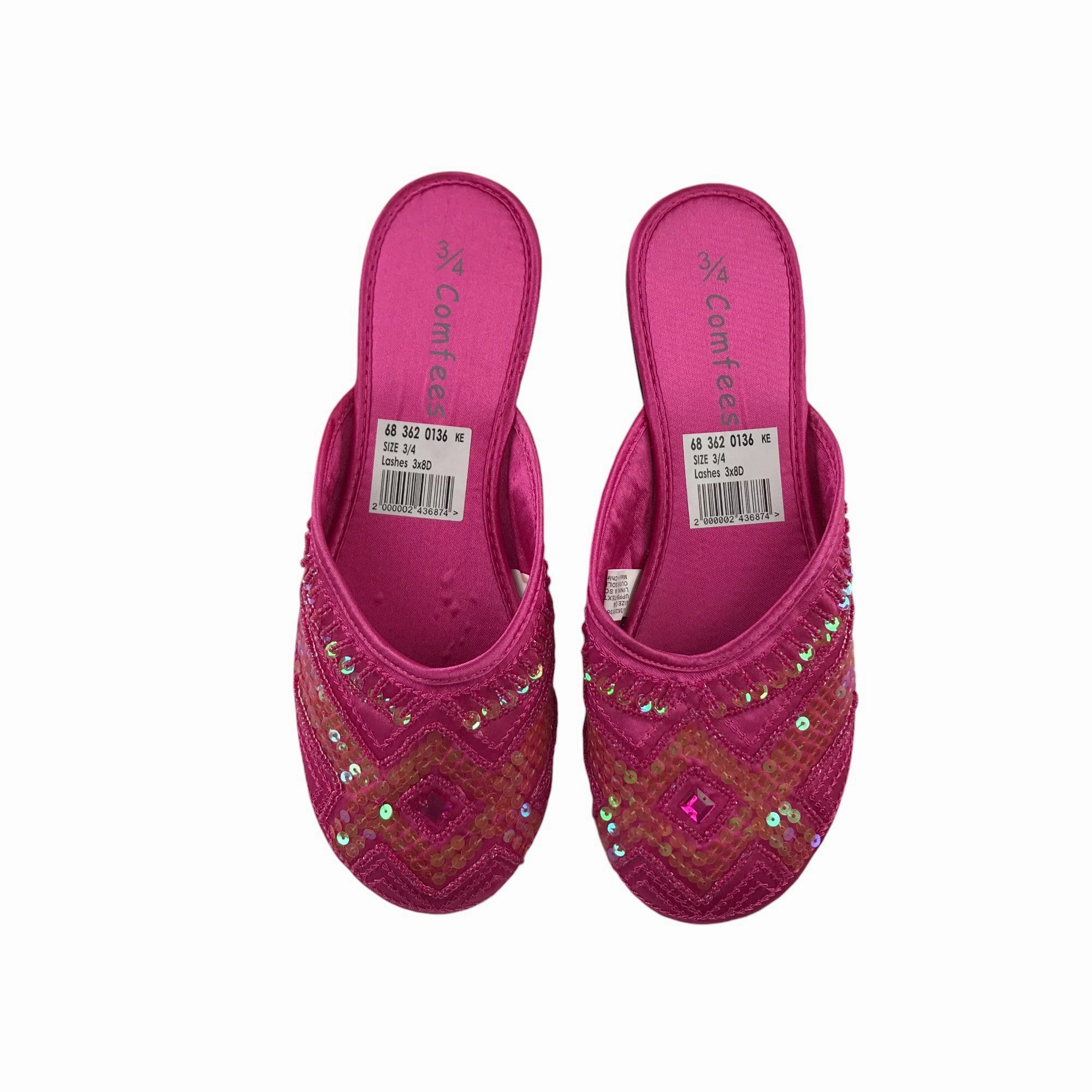Heel Thong Sandals Pink slip on flat shoes UK 3-4 sequin detailed sandals