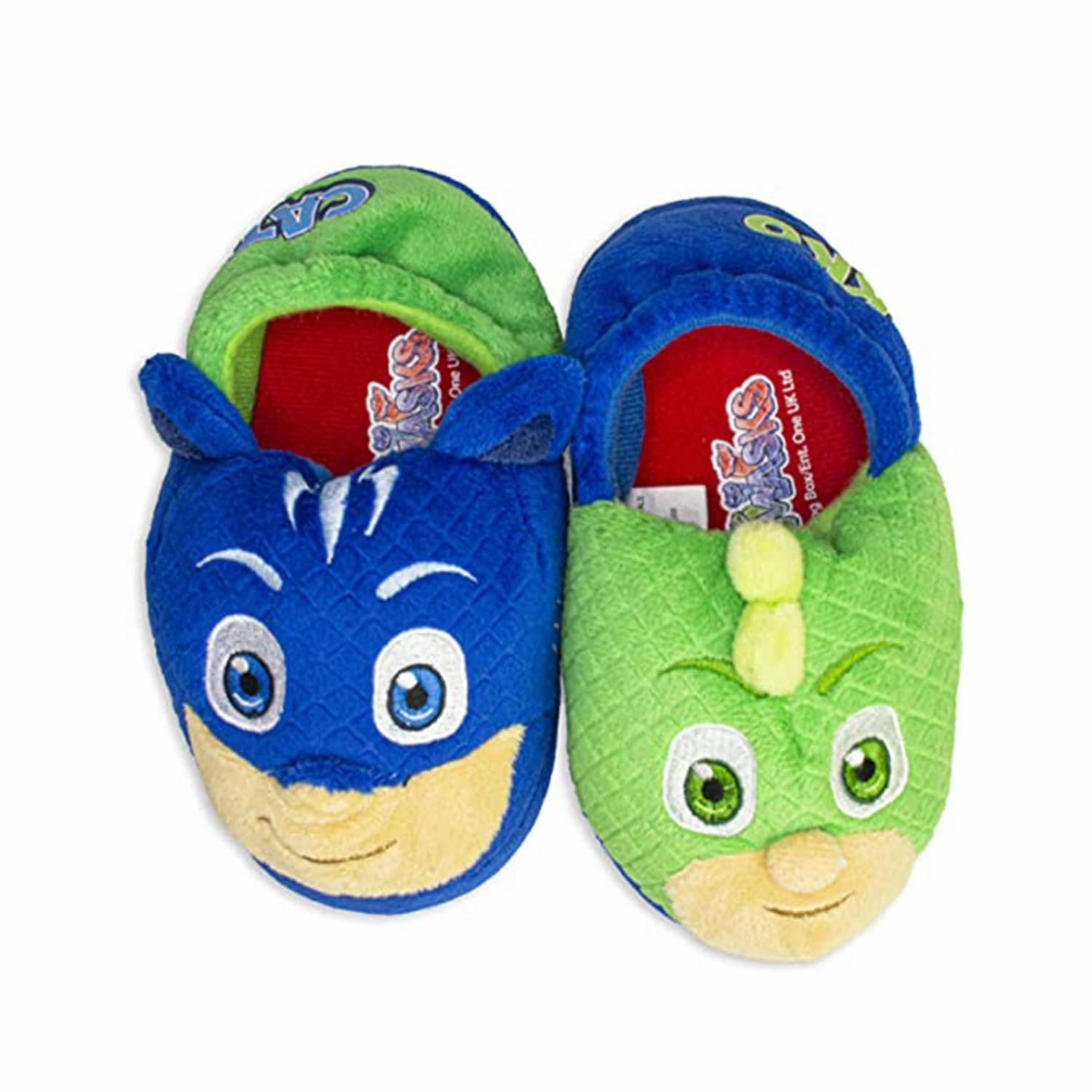 PJ Masks Boys Slippers Catboy and Gekko Mismatch,Slip on Plush Slippers for Toddlers Dormie Slippers