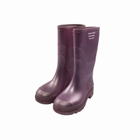 Boots W The Fur Plain Pink Metallic Shine Wellies Shoe Size 11jr