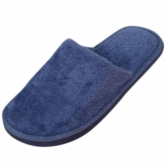 Slippers Men Winter Fleece House Shoes Floor Lovers Home Shoes Warm Soft Flats Solid  Men Shoes Indoor Slip-On Shoes  #YL5