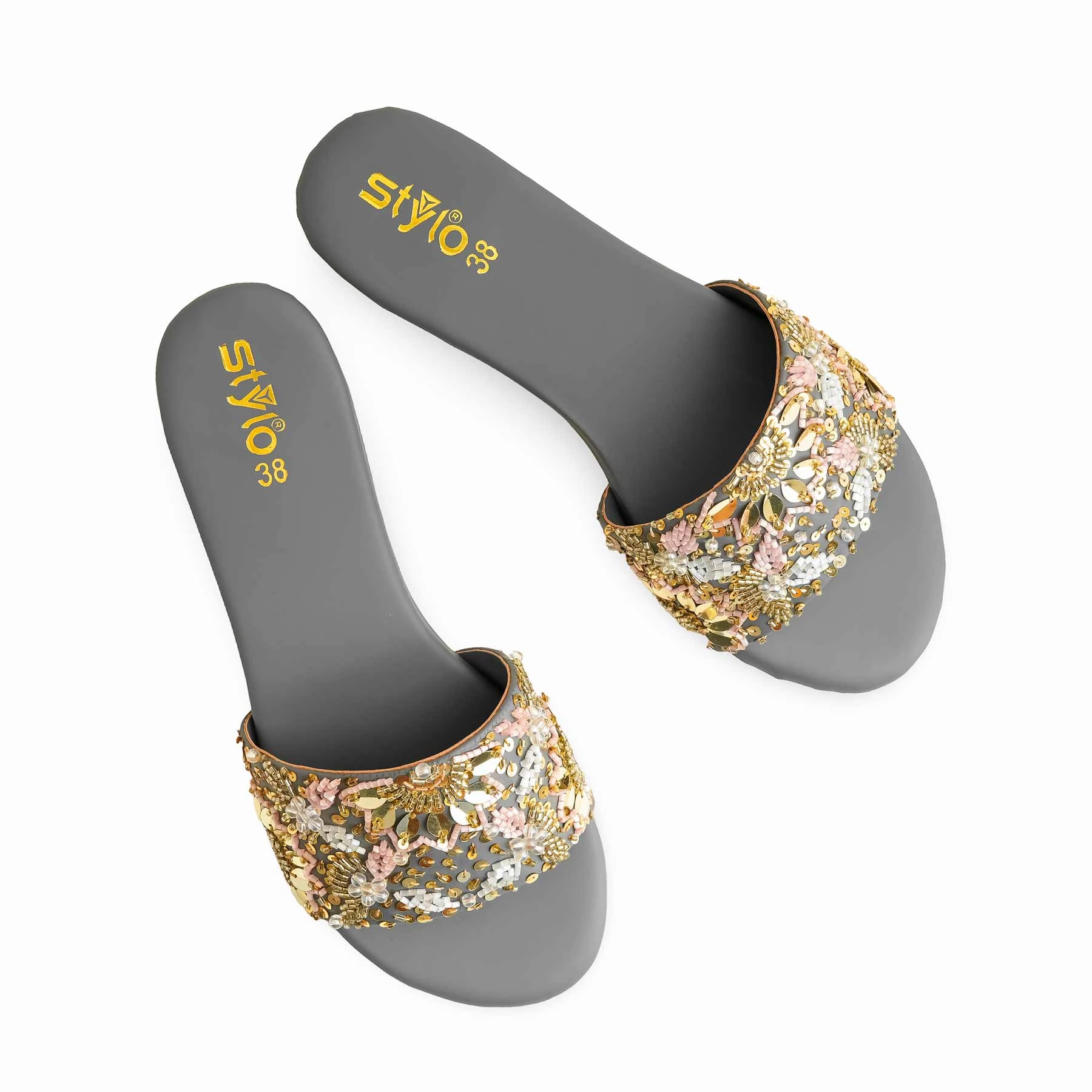 Flat Pedal Shoes Grey Fancy Women Slipper EC0219