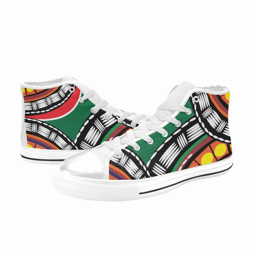Tribal Women's Classic High Top Canvas Shoes (Model 017) High Heels Gold