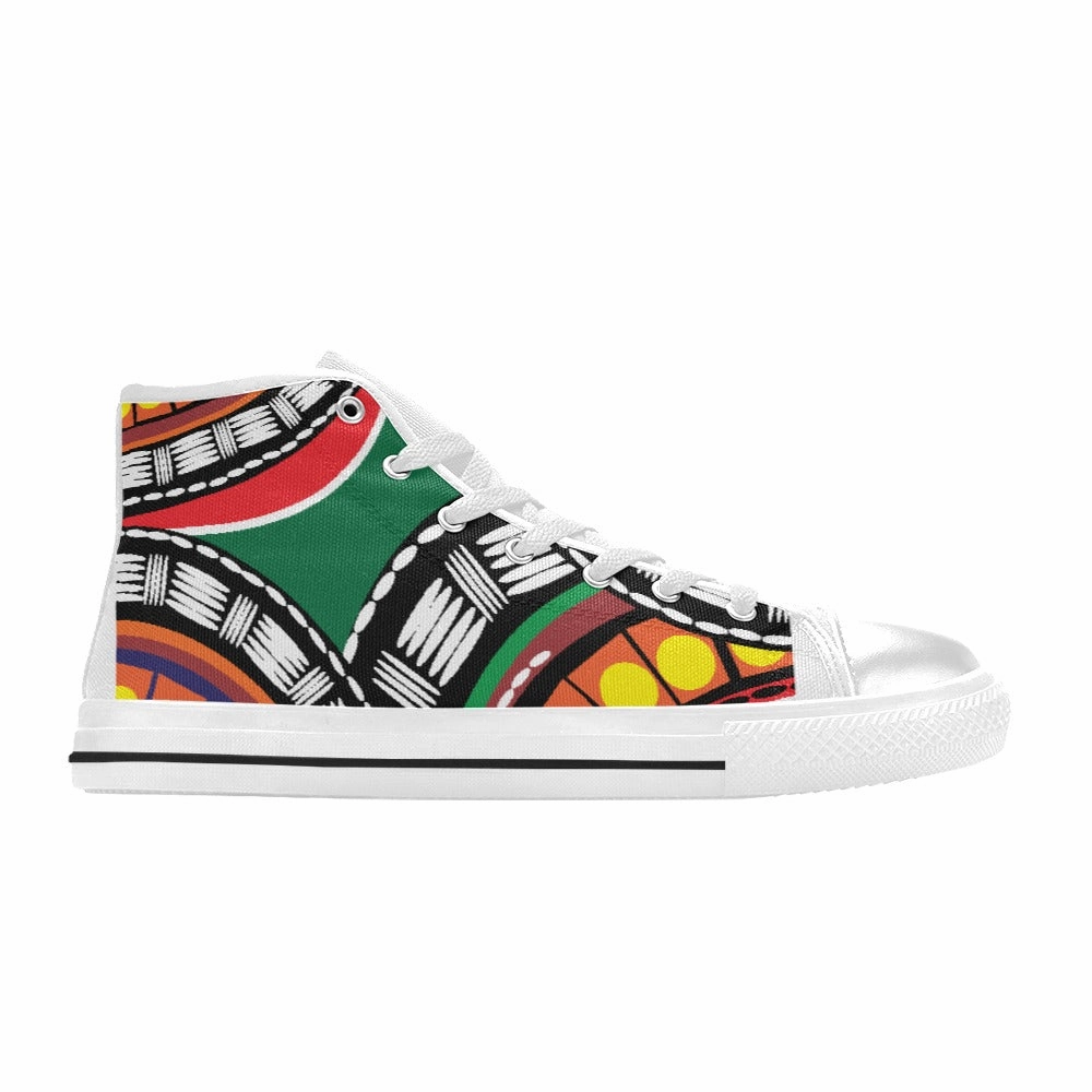 Tribal Women's Classic High Top Canvas Shoes (Model 017) High Heel Shoes Woodland