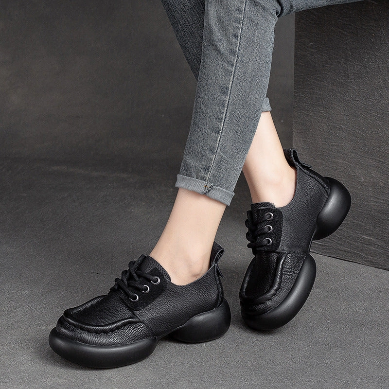 Leather Casual Shoes Australia Women Retro Soft Leather Thick Soled Casual Shoes