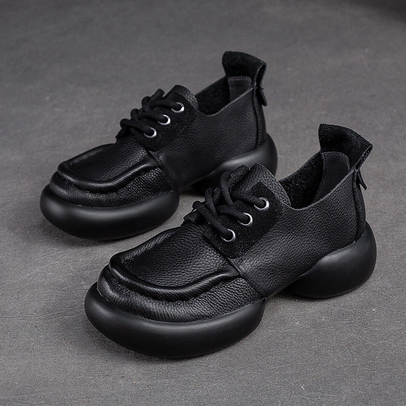 Contour Casual Golf Shoes Reviews Women Retro Soft Leather Thick Soled Casual Shoes