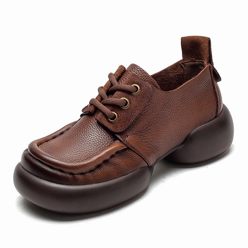 Women Retro Soft Leather Thick Soled Casual Shoes Casual Dress Shoes Deals