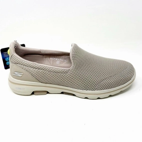 Skechers Go Walk 5 Taupe Womens Wide Width Slip On Shoes Walking On Concrete All Day Walking Running