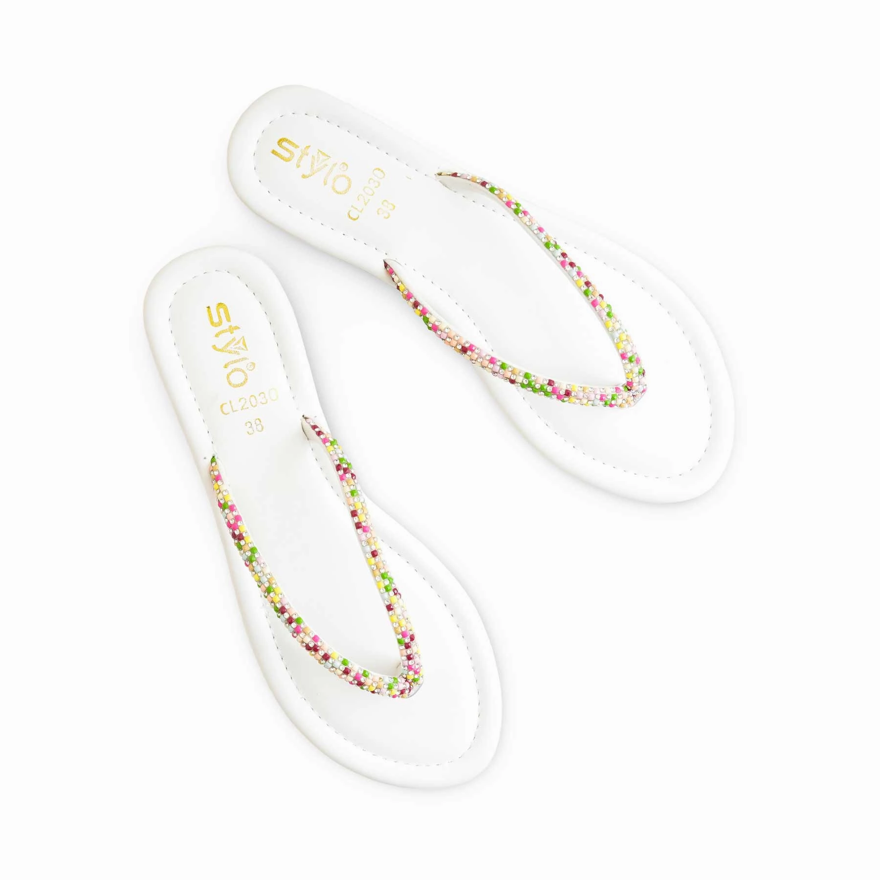 White Casual Chappal For Women CL2030 Running Shoes Wide Flat Feet