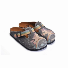 Rainbow and Black, Bright, Pink Unicorn Patterned Clogs - CAL1302 High Heels And Wedges Shoes