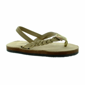 Small Wedge Flip Flops Rainbow Sandals Kid's Toddler - Flirty Braidy Sierra Brown Flipflop