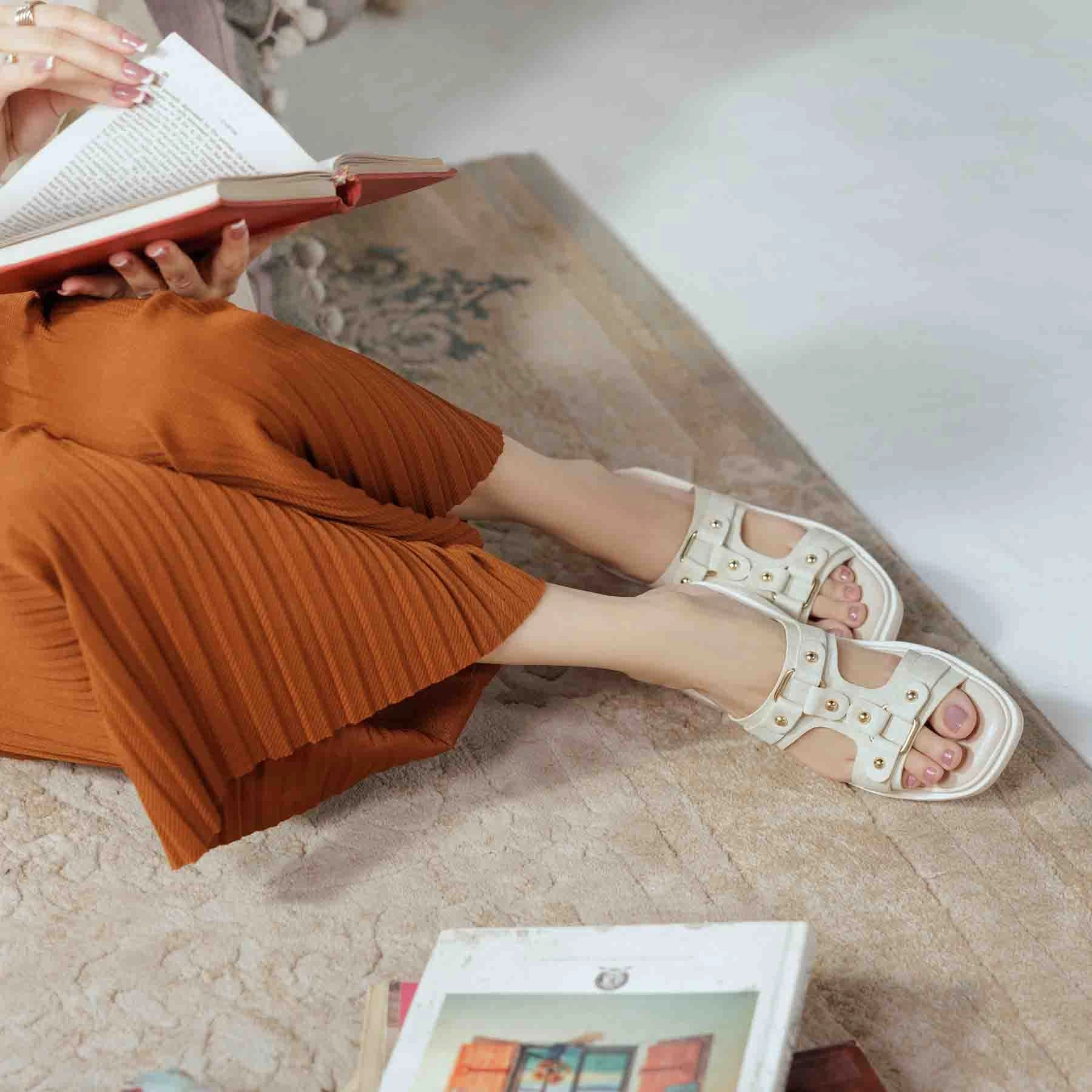 Ballerina Flats Shoes Cream Casual Women Softy CL5475