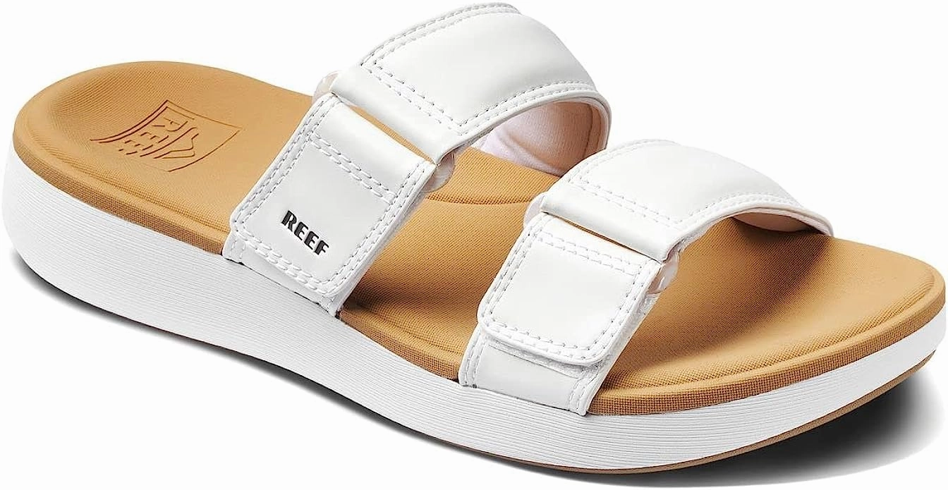 Slides With Closed Toe Reef Women's Cushion Cloud ROA Waterproof Sandal  White/Tan CJ0240