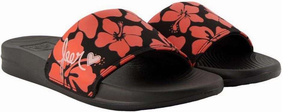Reef Women's Sandals | One Slide, Hibiscus Blossom Hecklefish Slippers