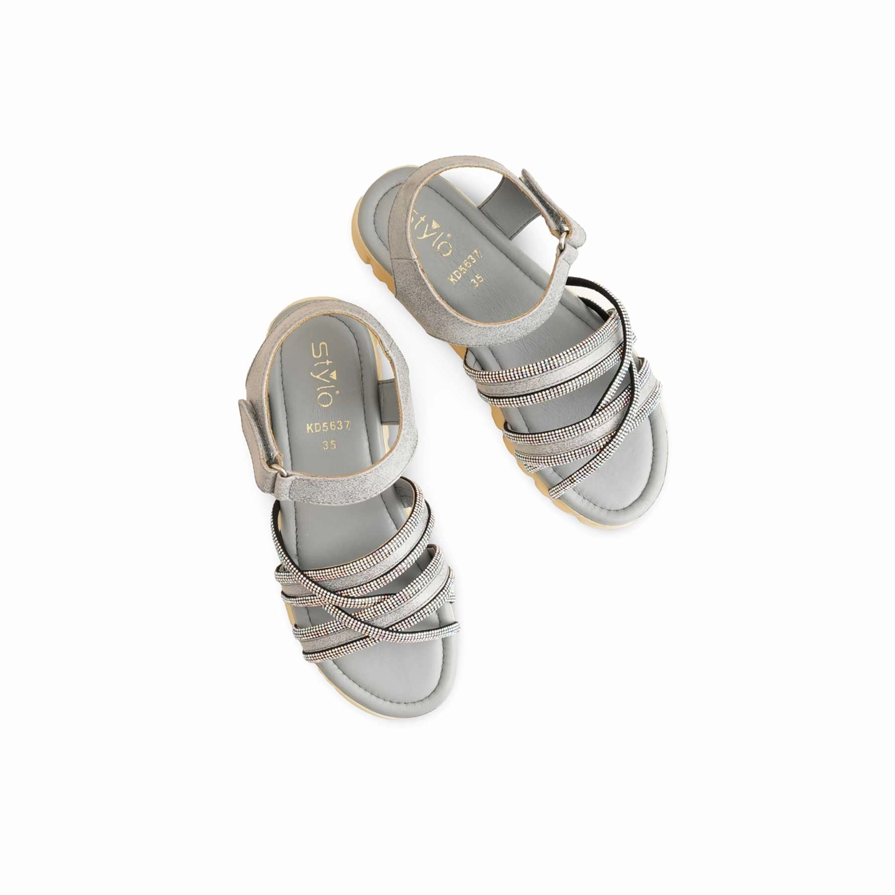 Girls Grey Formal Sandal KD5637 American Made Sandals
