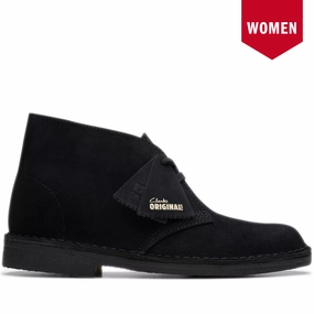 Air Max Solo Casual Shoes Women's Clarks Desert Boot - Black Suede