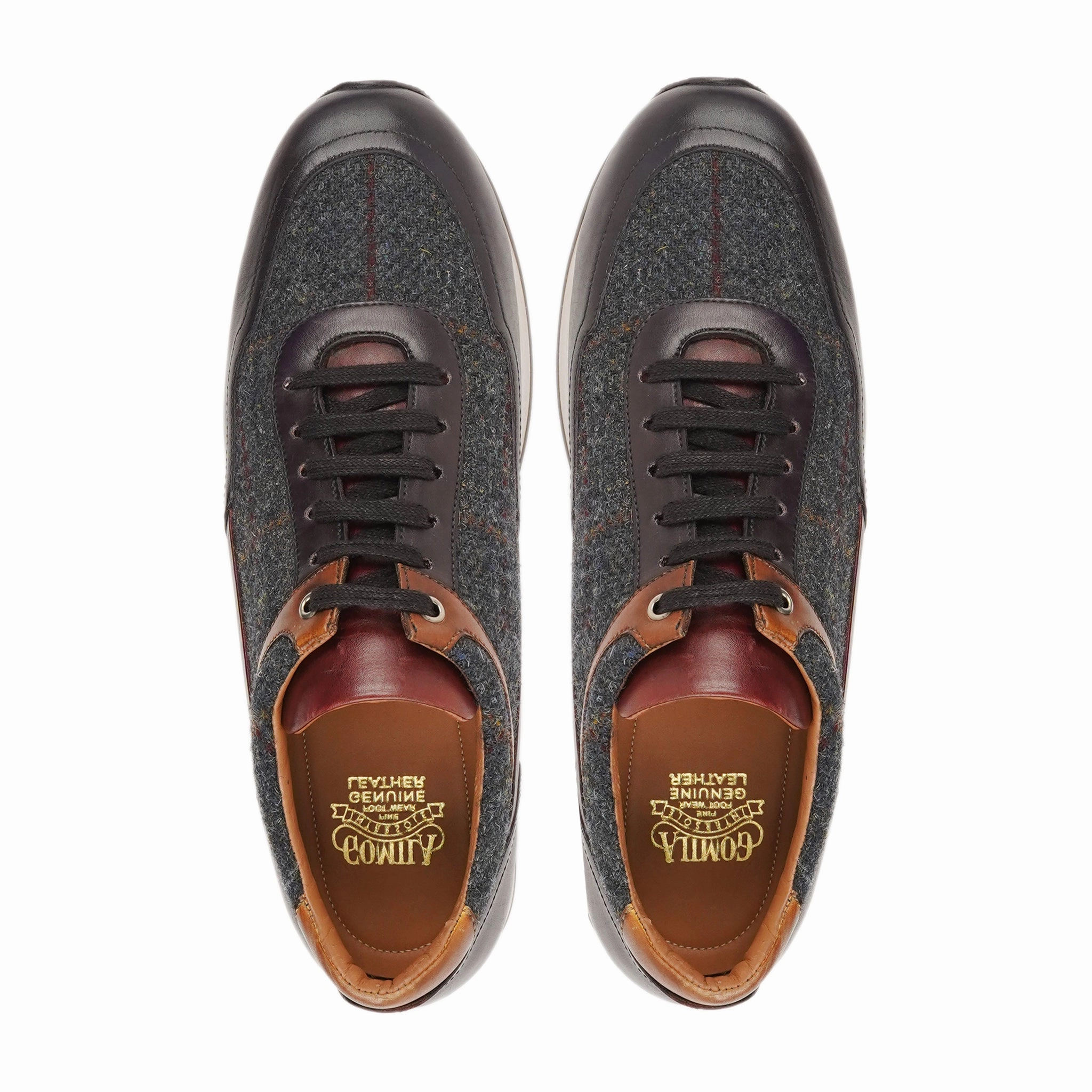 Rento - Men's Multicolor Calf Leather and Harris Tweed Jogger Casual Dress Shoes Nearby