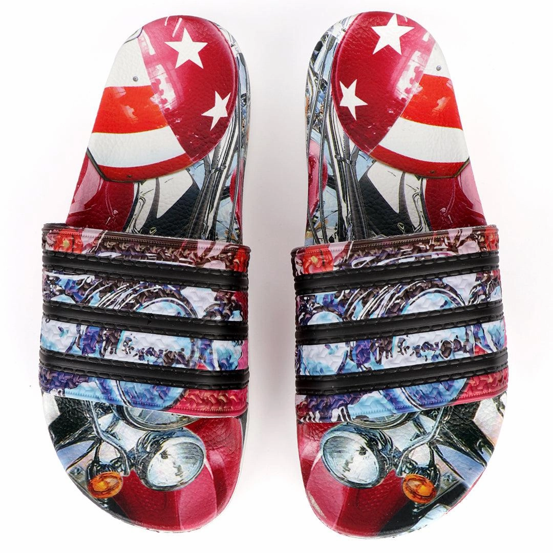 AD Adilette Synthetic Comfort Men's Slide - Red Sandals With Gold