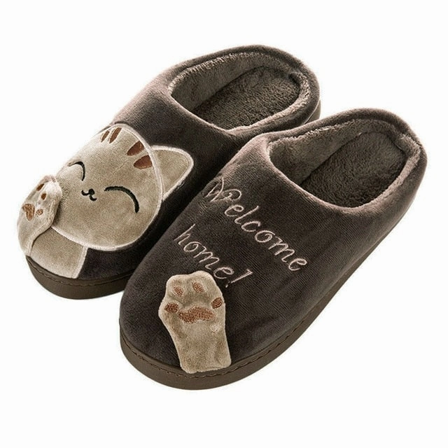 Lifting Slippers Cute Non-slip Winter Animal Men Slippers Home Female Comfort Floor Male Shoes Cotton Indoor Slippers Plush Slipper Size 40-45