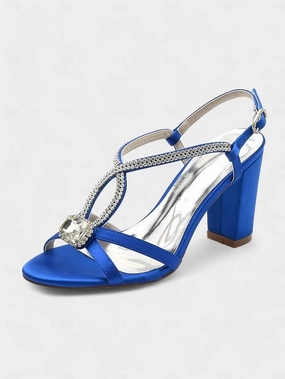 Rhinestone Sandals Blue Royal Satin  Elegant Women's Sandals South Coast In Jamaica
